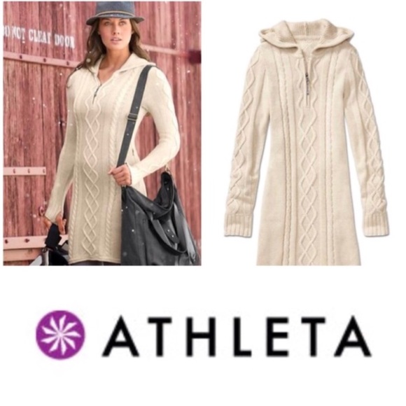 Hut Cable Knit Hoodie Dress Xxs 